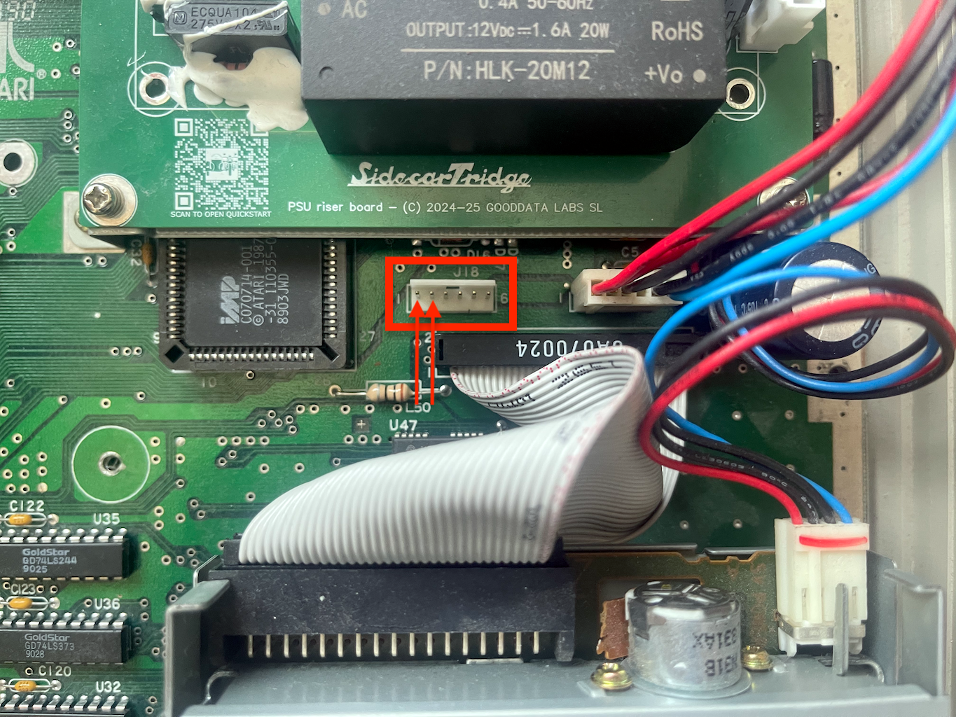 ACSI2STM Compact on Mega ST riser board J18 jumper