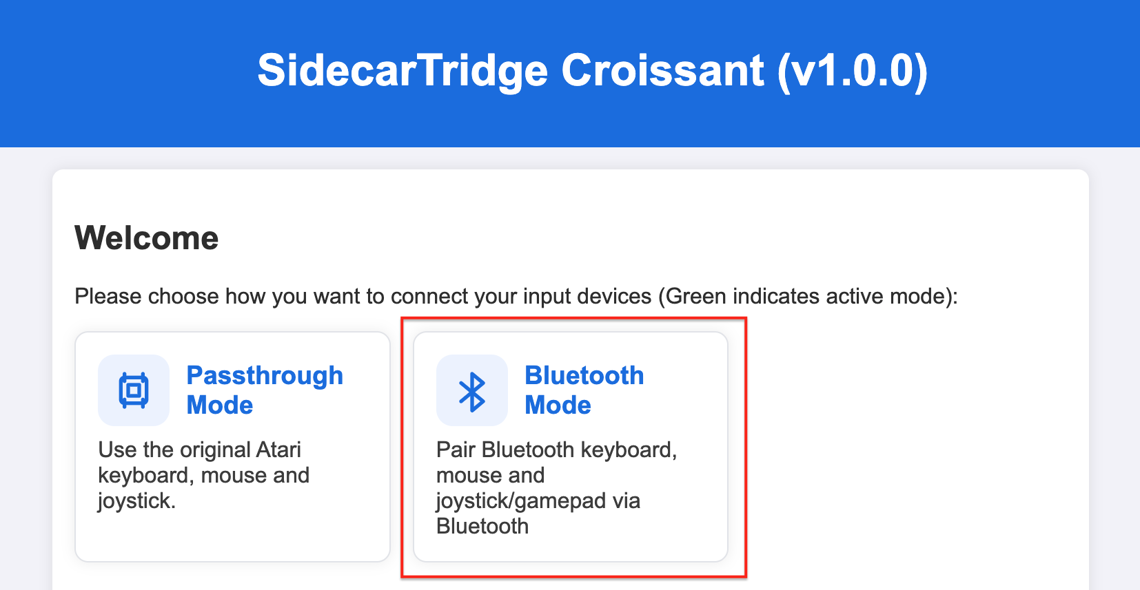 SidecarTridge Keyboard Emulator Croissant Bluetooth mode
