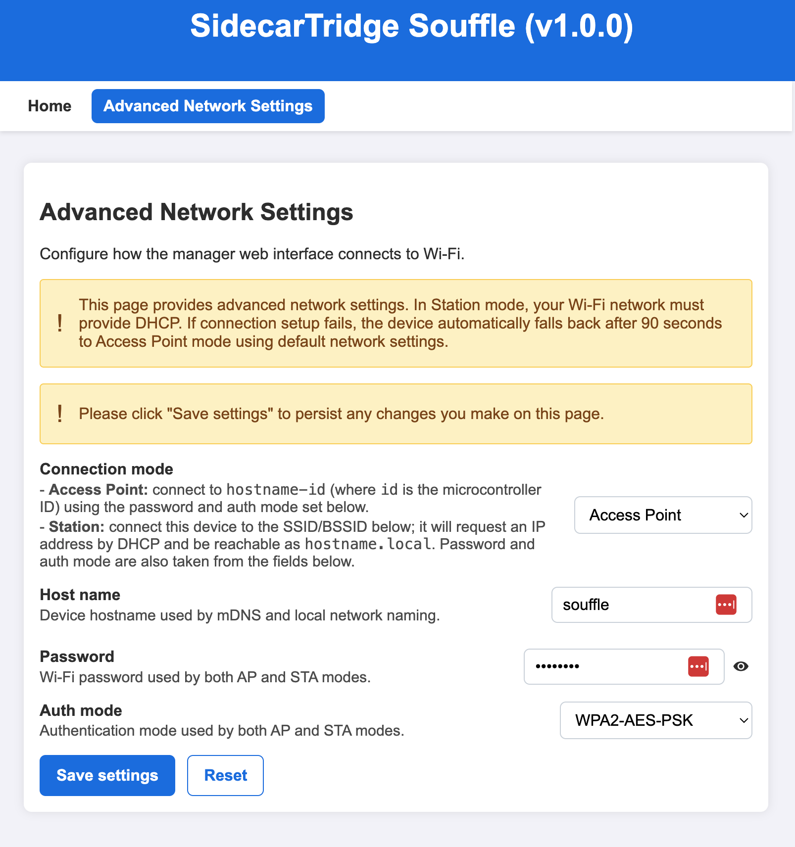 SidecarTridge Keyboard Emulator advanced network Access Point mode