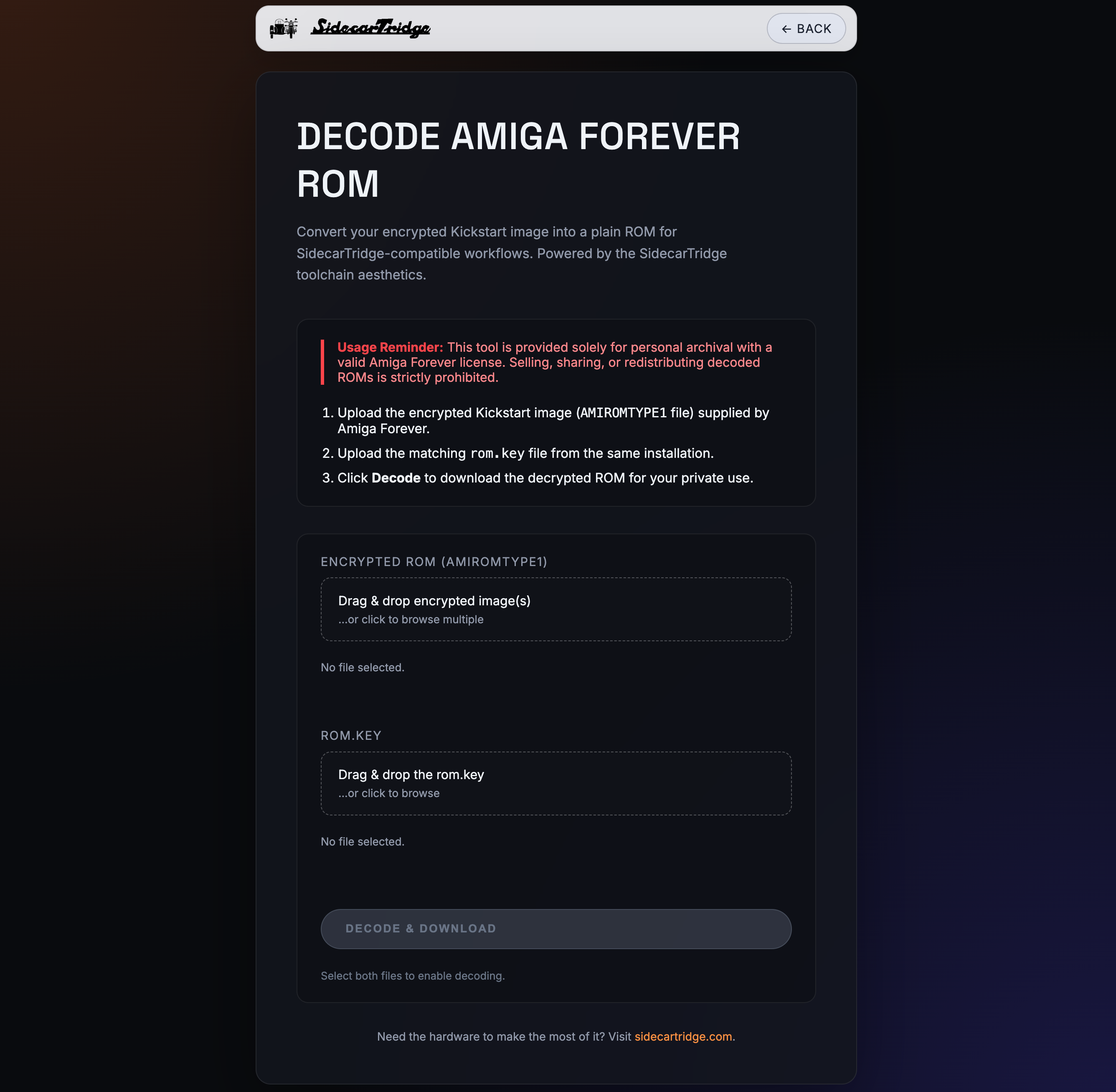 SidecarTridge Kickstart ROM Converter