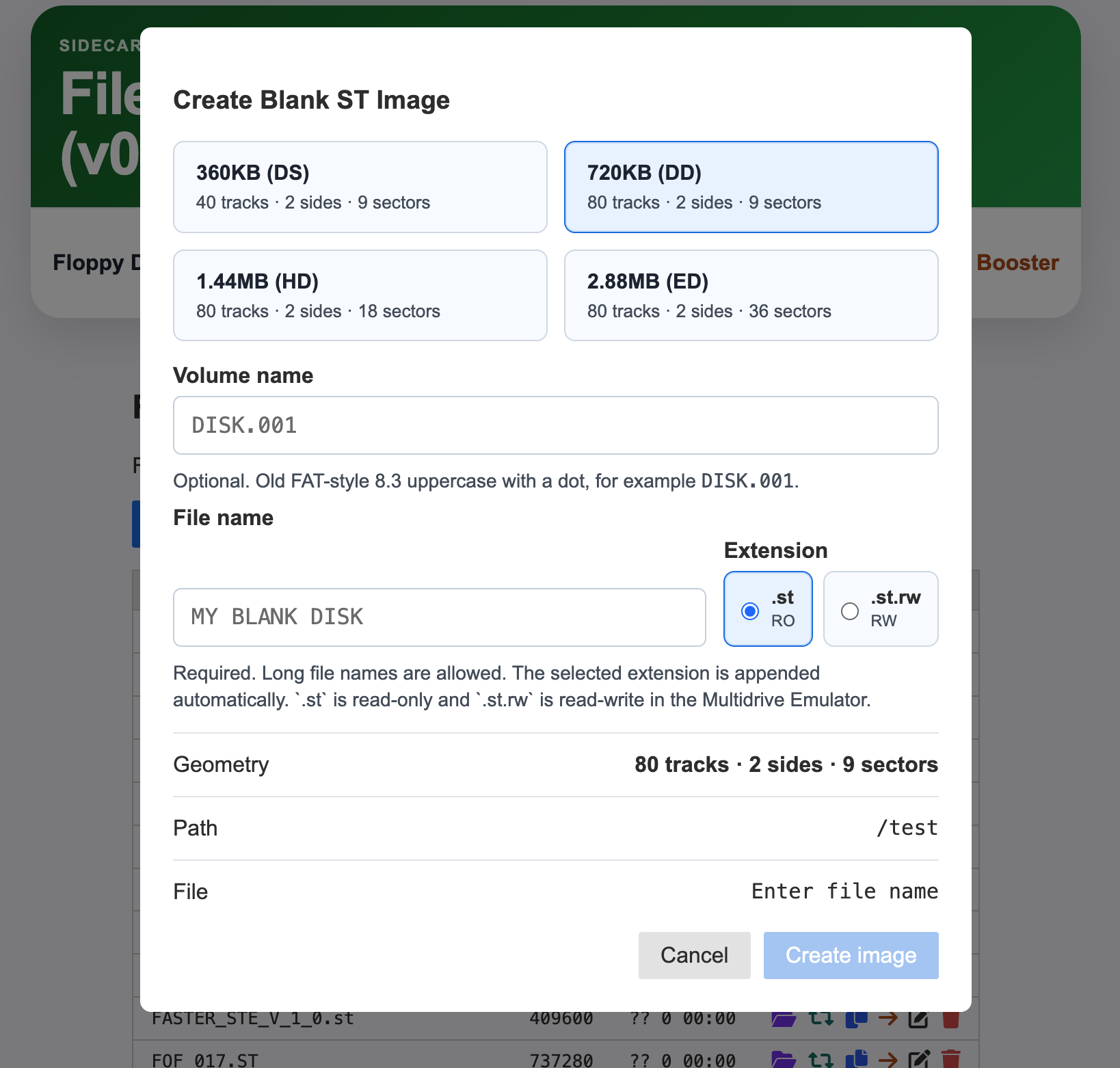 Create Blank ST Image