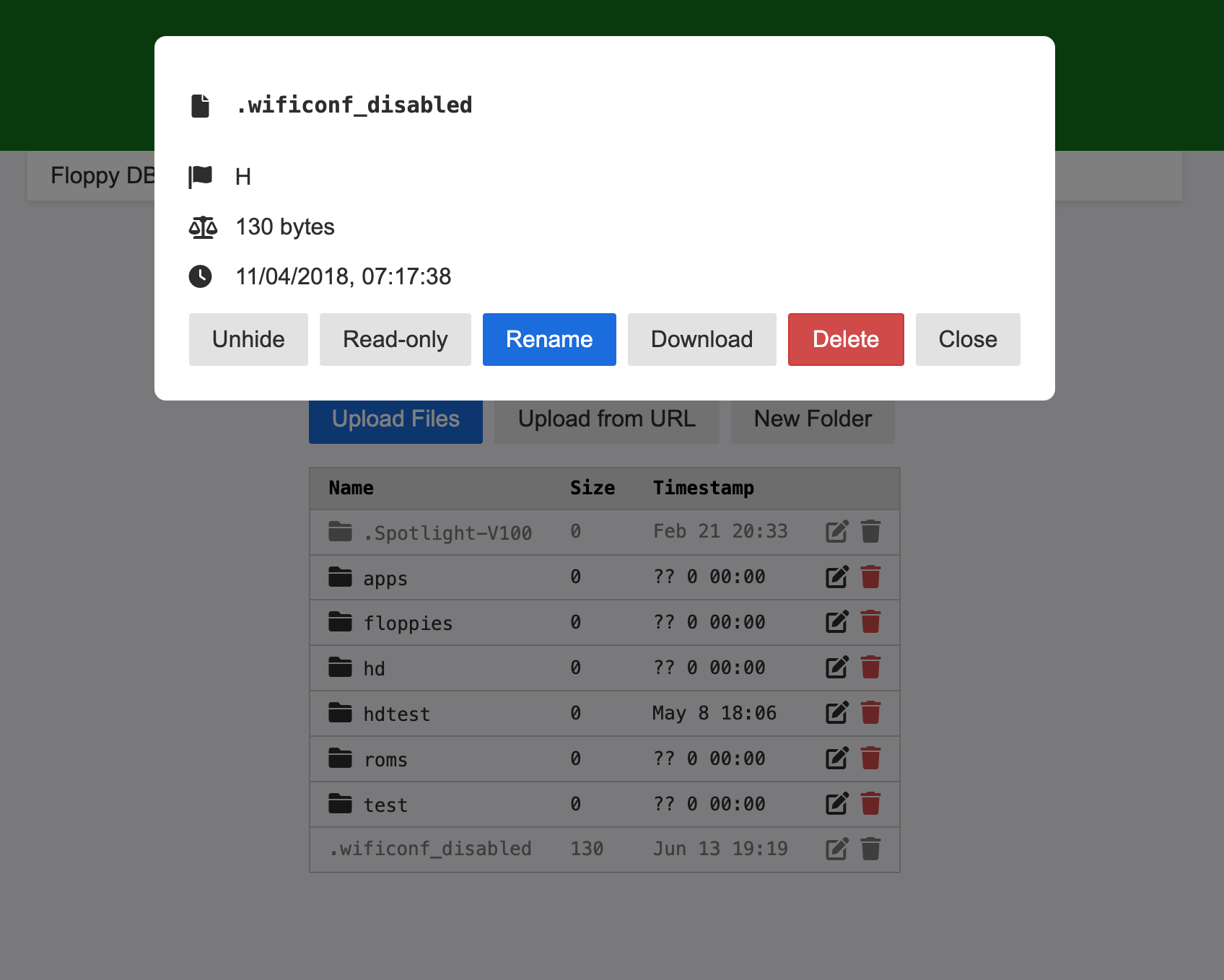 File Details Actions
