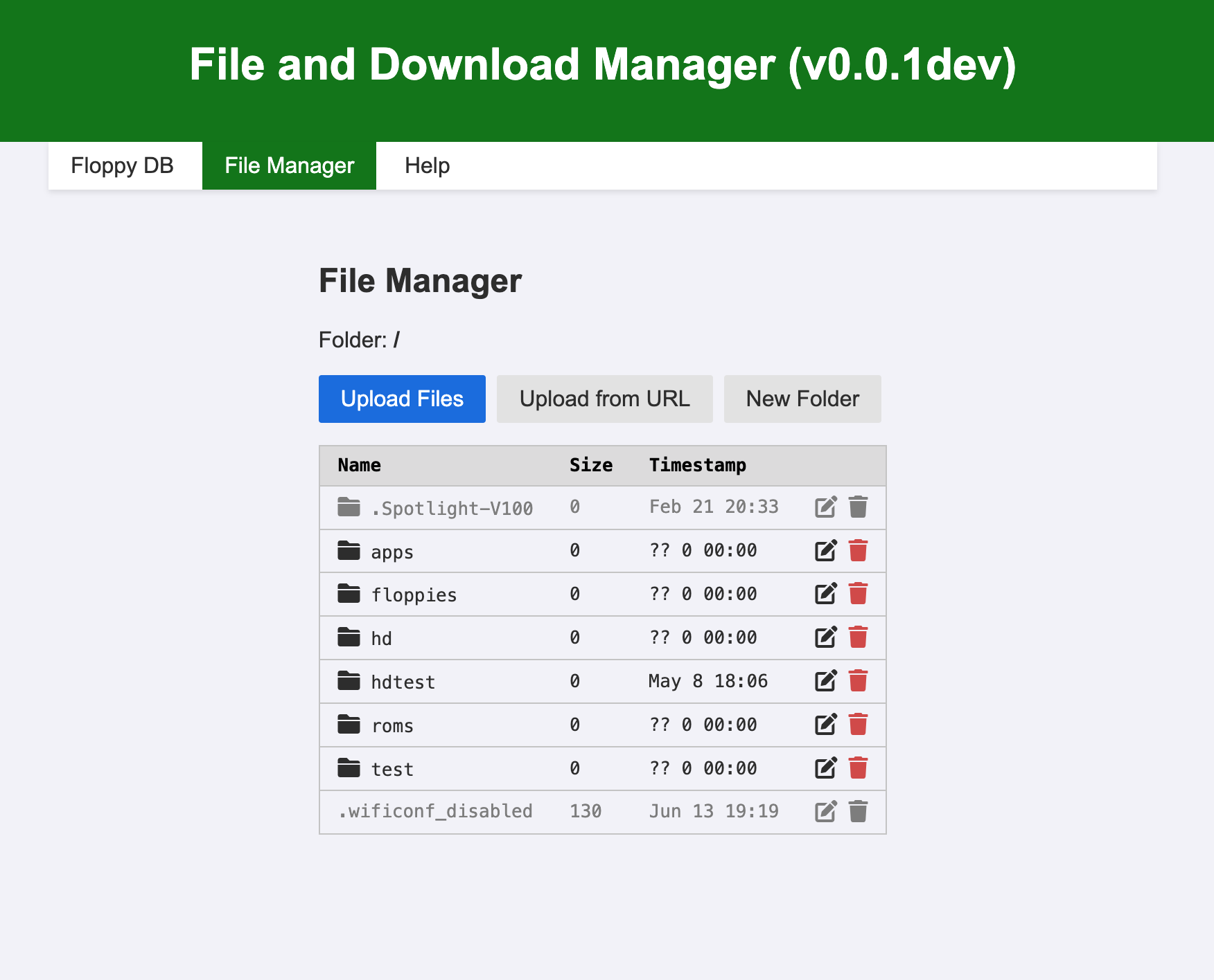 File Manager Table View