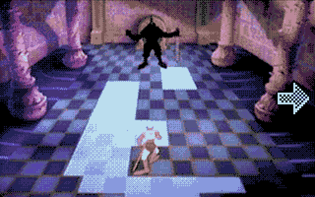 Oldies mode's arrow in the robot knight's room