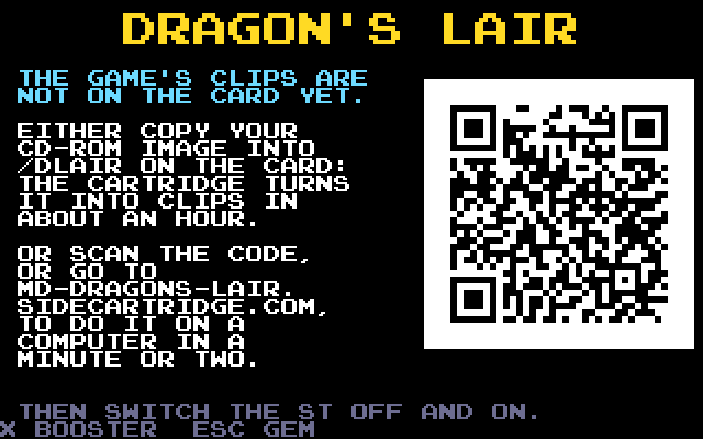 The screen without clips, with its QR code