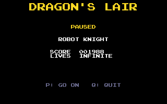 The pause screen