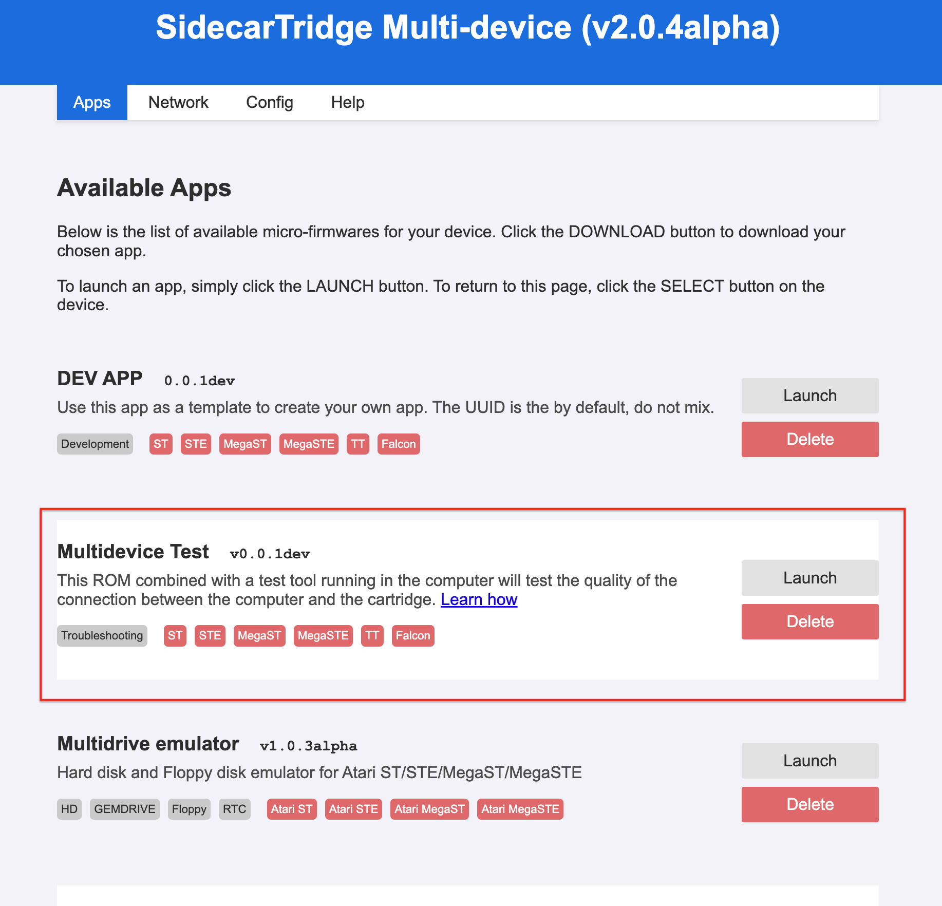 SidecarTridge Multidevice Test