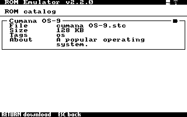 A catalog entry's details