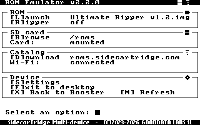 The setup screen