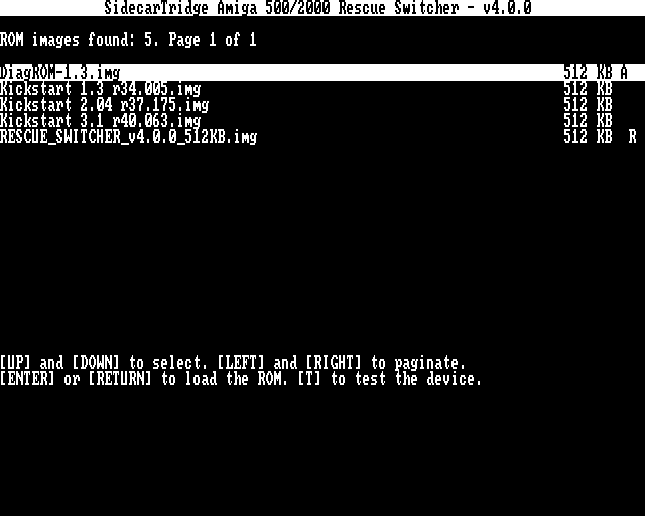 The rescue switcher's list on the Amiga