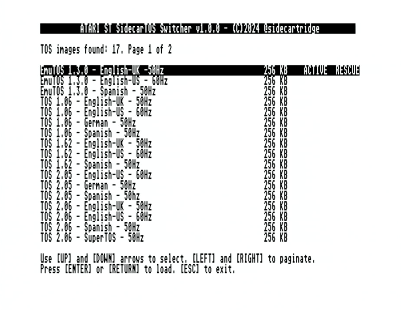 SidecarTridge Switcher list