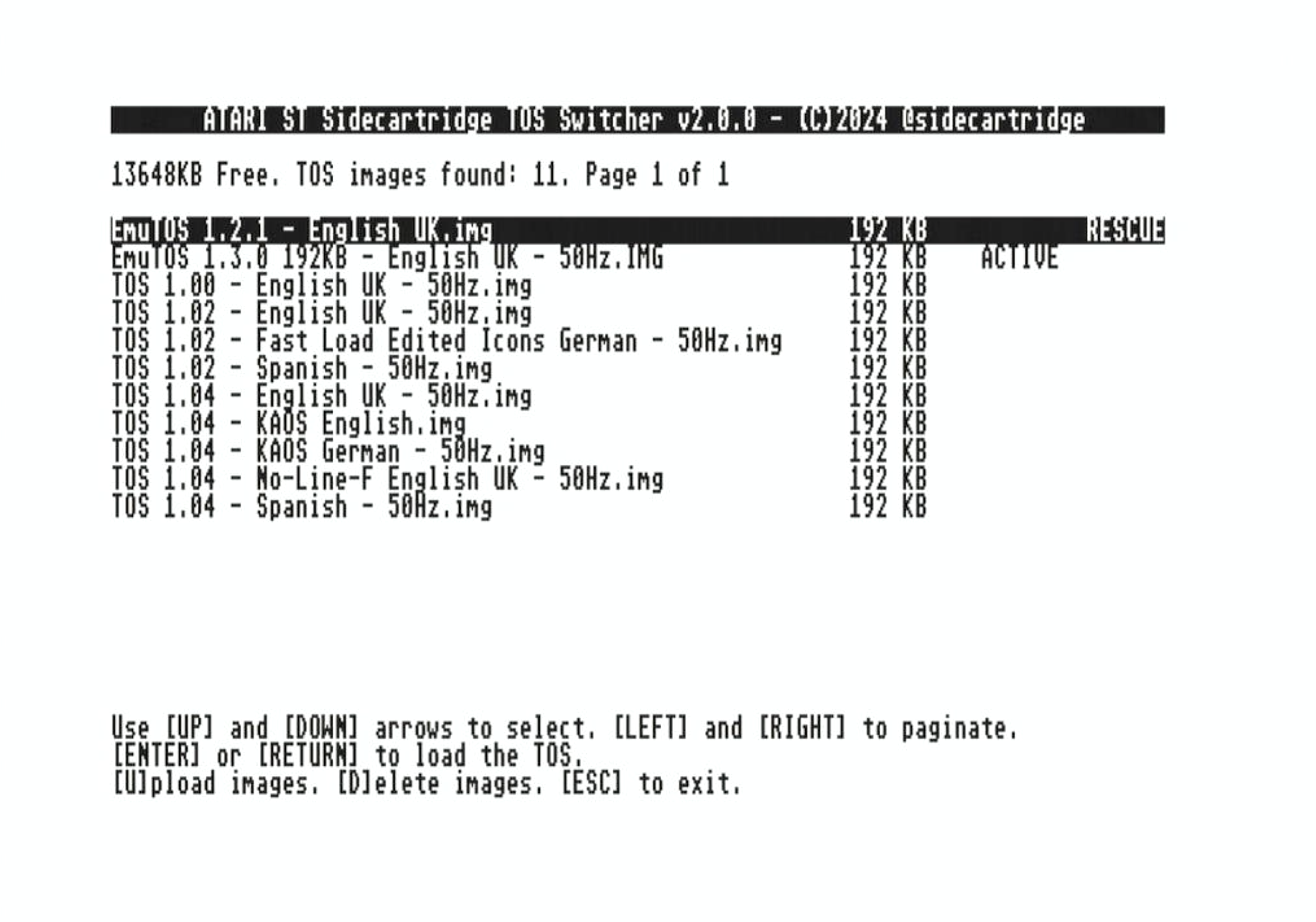 SidecarTridge Switcher list