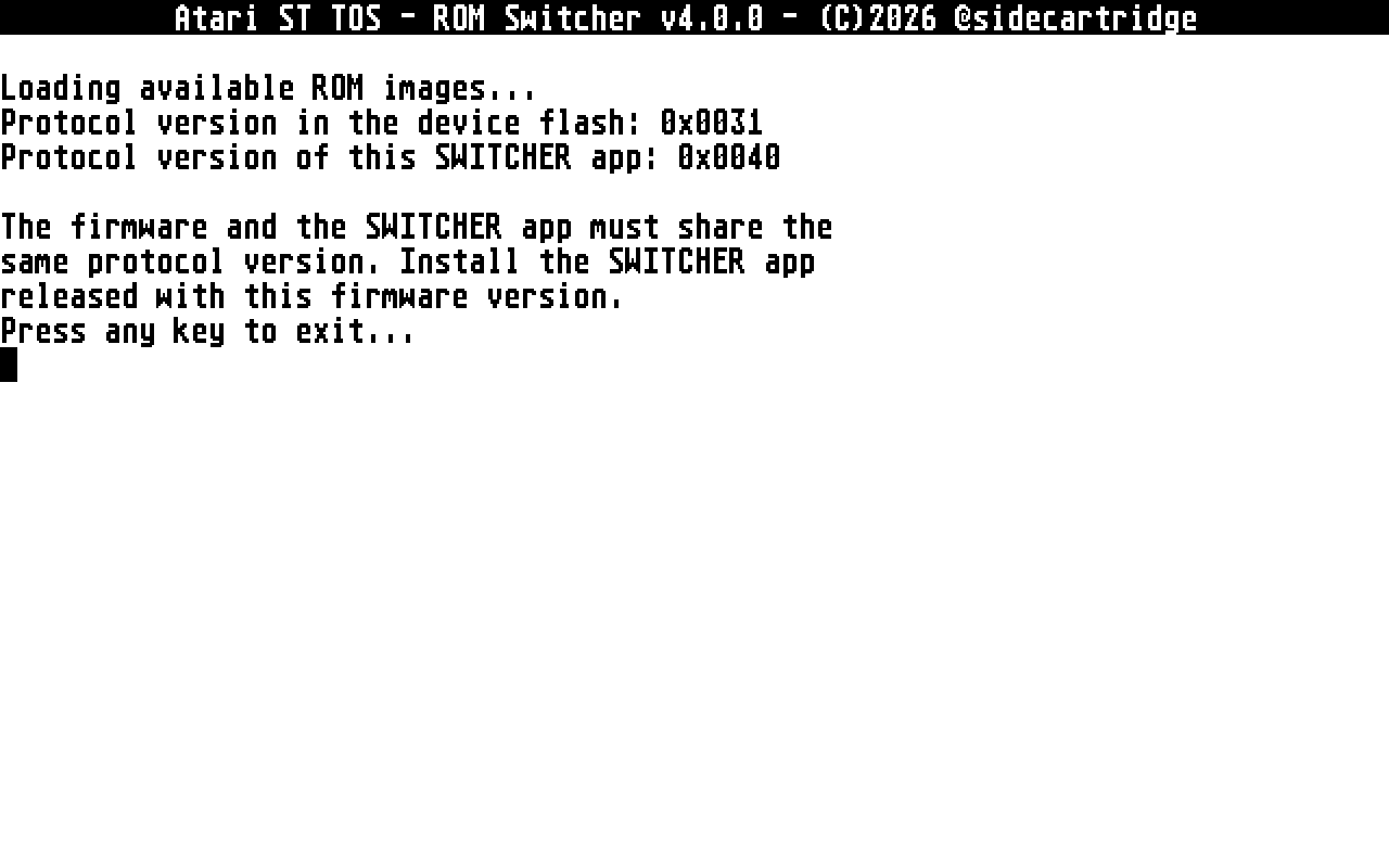 The SWITCHER on a board with an older firmware